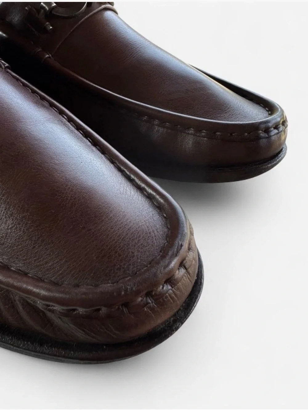 Salvatore Ferragamo Gancini Bit Loafers Flat Shoes Brown Leather Mens 11 D Used
